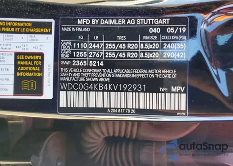 2019 Mercedes-Benz Glc 300 4Matic z USA, uszkodzony, nr VIN WDC0G4KB4KV192931